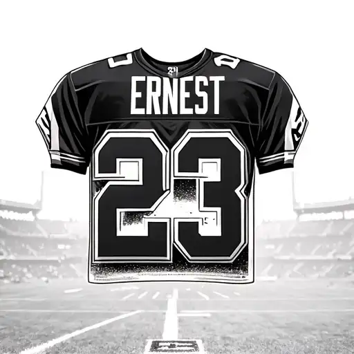 Realisticny Giants Football Jersey Number 23 And The Name Ernest With Football Field Background