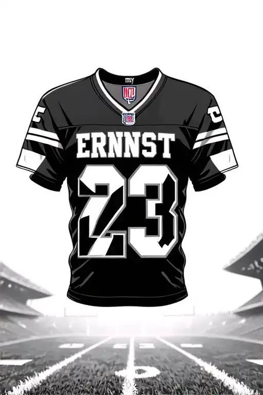 Realisticny Giants Football Jersey Number 23 And The Name Ernest With Football Field Background