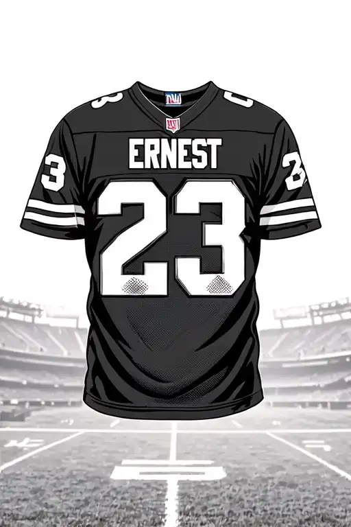 Ny Giants Football Jersey Number 23 And The Name Ernest With Football Field Background