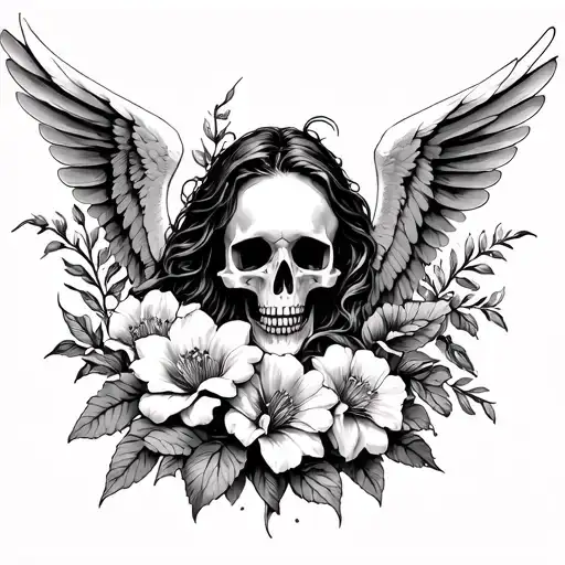 Death Angel Surrounded By Flowers Symbolizing Life And Death
