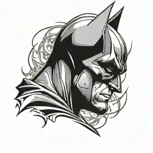 Batman Side Profile Of Head With Batman Inside The Outline