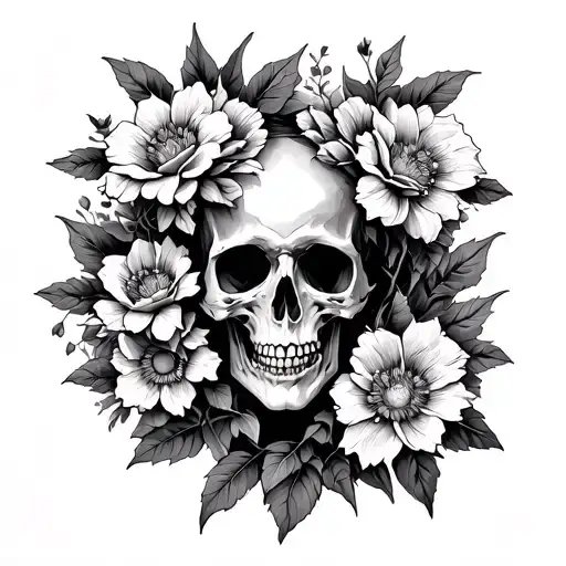 Death Spirit Surrounded By Flowers Symbolizing Life And Death
