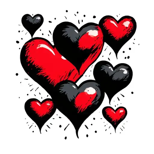 5 Black Hearts And 1 Red Heart