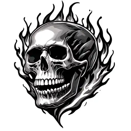 Juice Wrld Skull Tattoo Surrounded By Fire