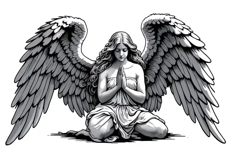 Kneeling Praying Angel Wings