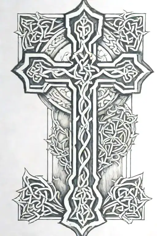 Celtic Cross Inside The Cross Section Fine Line