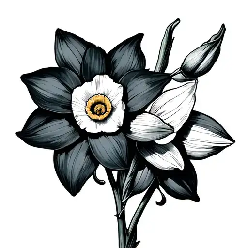 Daffodil And Voilet Flower Intertwined