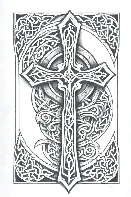 Celtic Cross Inside The Cross Section Fine Line Weaving