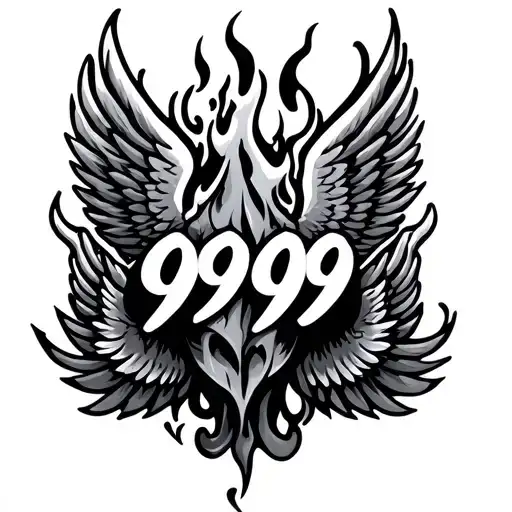 999 With Wings And Flames