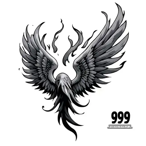 999 With Wings And Flames