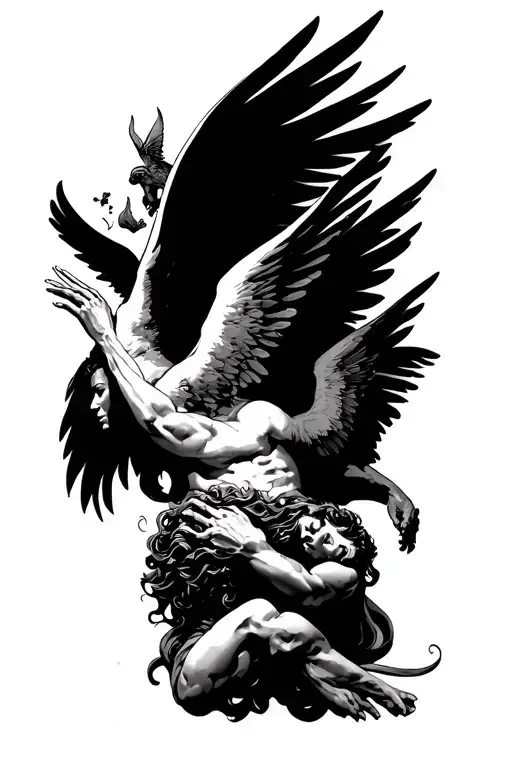Icarus Falling And The Word Hear No Evil Say No Evil See No Evil All On The Forearm