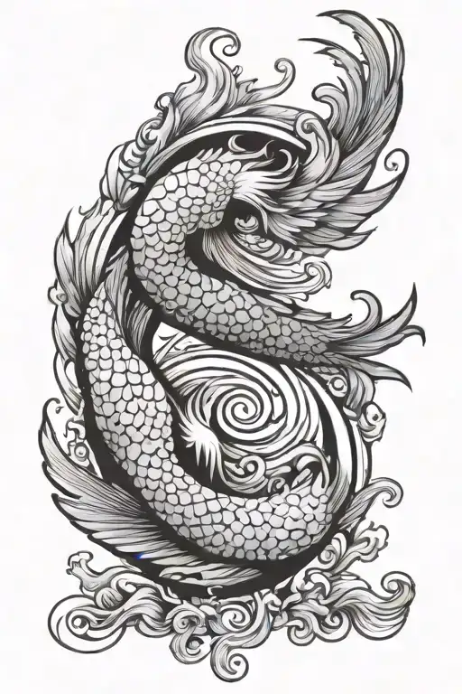 Phoenix And Koi Fish Yin Yang