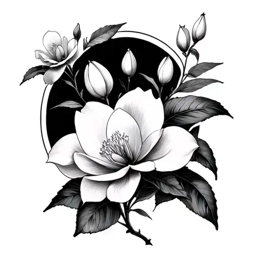 Magnolias Flowers Growing Sleeves Tattoo For Hand