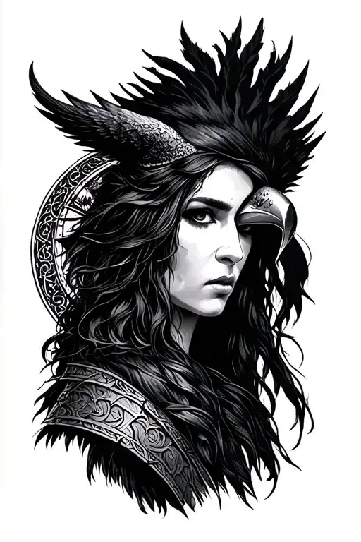 Viking Warrior Moon Witch Raven Nature