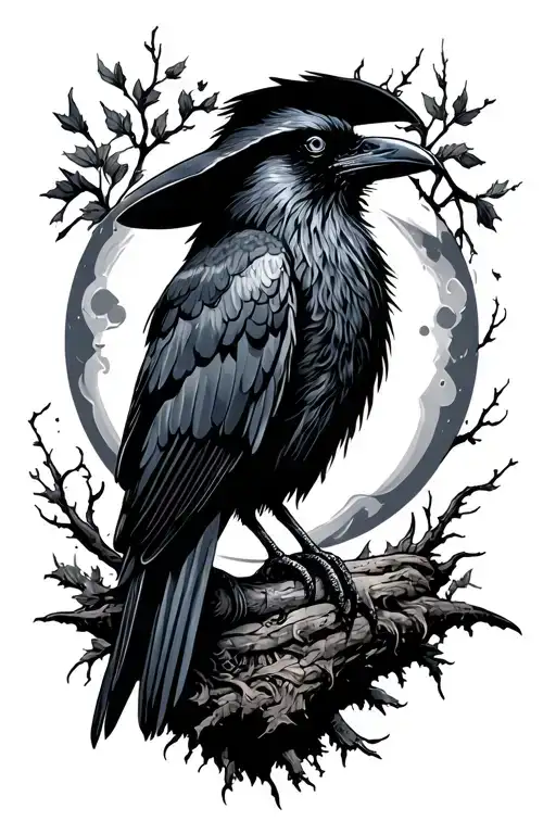 Witchy Moon Nature Raven Viking