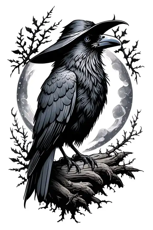 Witchy Moon Nature Raven Viking