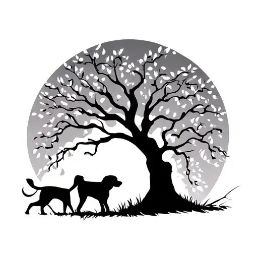 Wheeling Willow Tree With Dog Silhouette