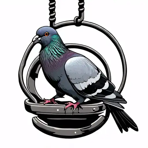 Pigeon Stooped On A Chairlift