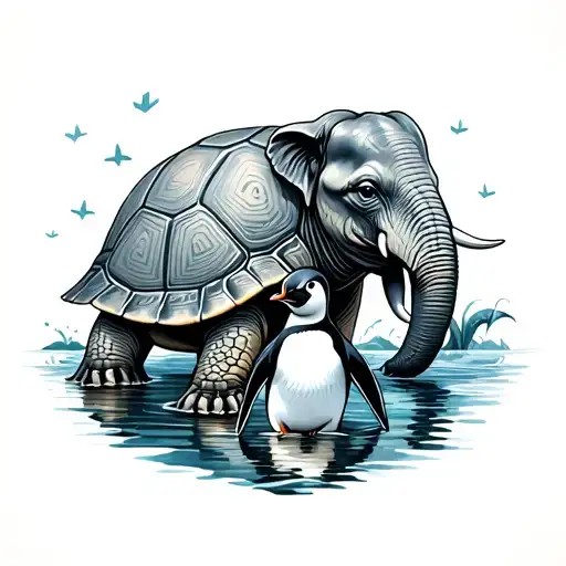 Turtle And Penguin And Elephant