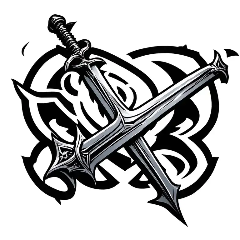 Links Sword Piercing The Witcher Logo Combined