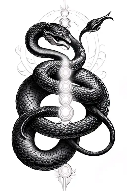 Kundalini Energy Rising Snake Wrapping Around The Chakras
