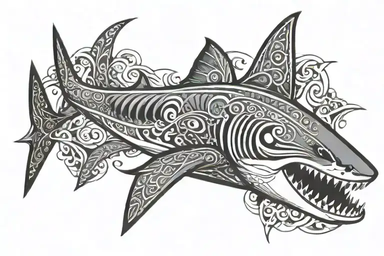 Polynesian Shark With Trident Incorporated