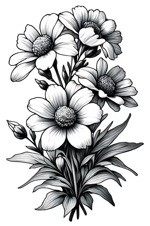 Snow Drop Flower Larkspur Flower Marigold Flower Bouquet