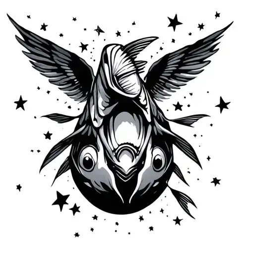 A Star Exploding But Instead Of Stars It's Fish Shooting Out For The Forearm