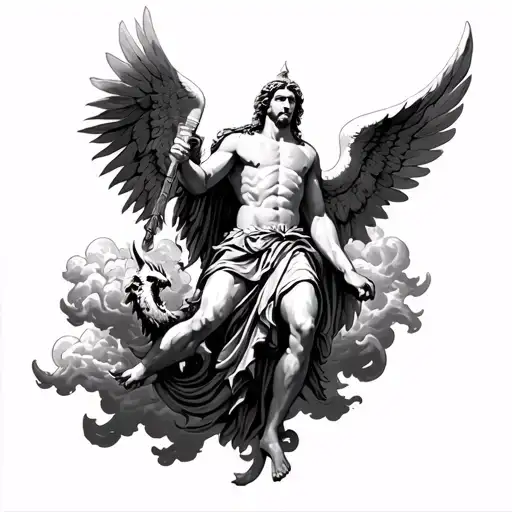 Saint Michael Slaying The Devil With Clouds