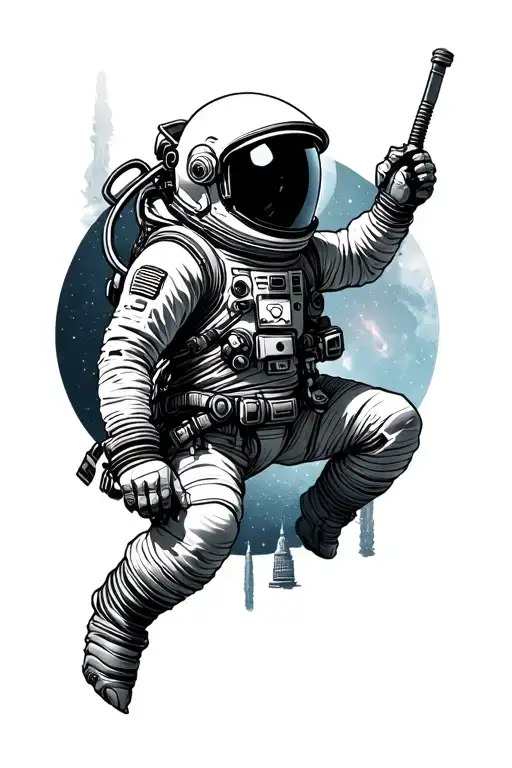 Character Half Diver Half Astronaut With The Pillars Of Creation In The Background