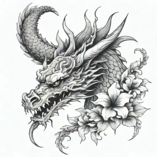 Chinese Style Dragon Flowers Skulls Moon Stars Lighthouse