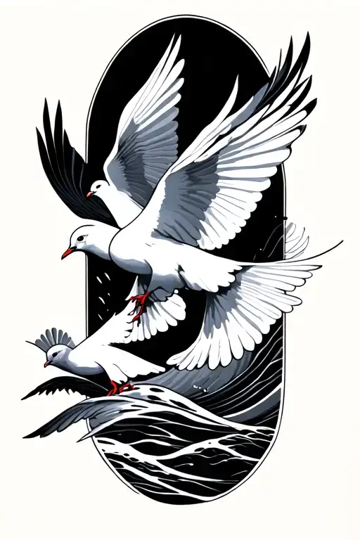 Doves Plus A Wave Underneath