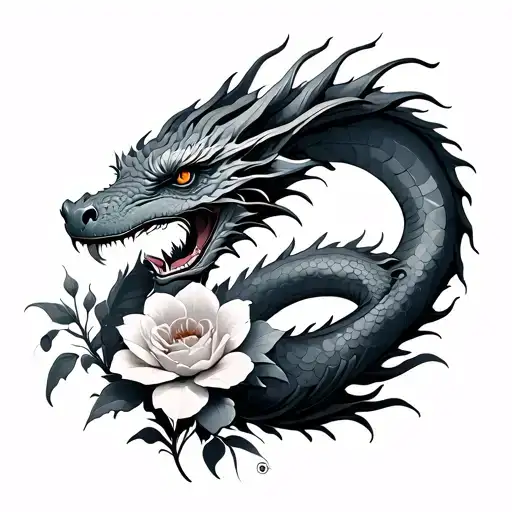 Dragon And Flowers