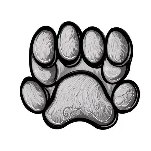Dog Outline With 4 Paw Prints Inside