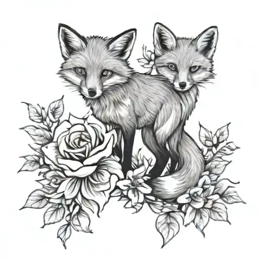 Fox Full Body Flowers