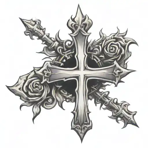 Cross With Thorn Crown On Top