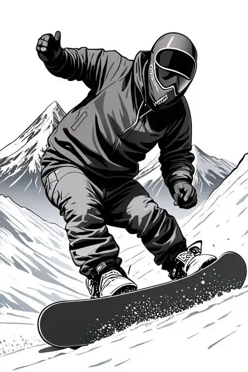Snowboarder Doing A Nose Grab With Mt Hood Behind Him And A Mask Covering His Face