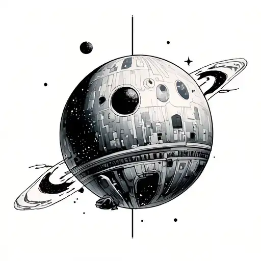 Tre Og Lige With Death Star Above