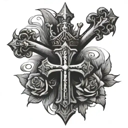 Cross With Thorn Crown On Top