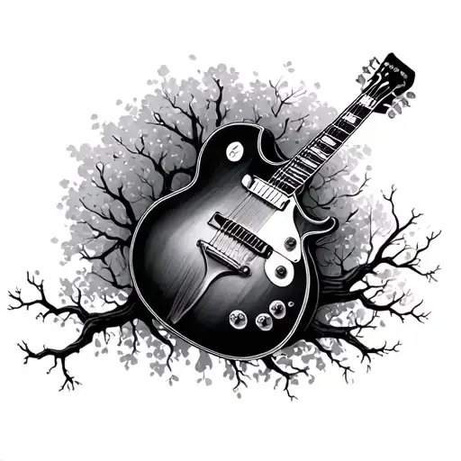 Resonator Guitar Merging With A Tree