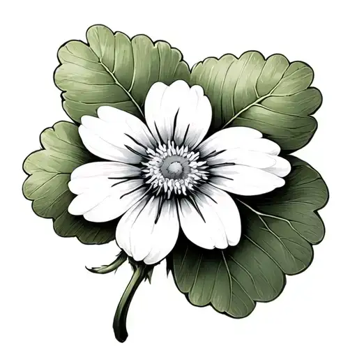 Clover Leaf With Edelweiss Flower