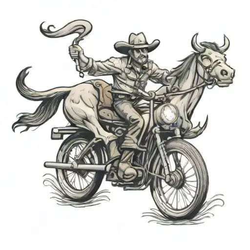 Cowboy Riding A Bicycle Like A Bull