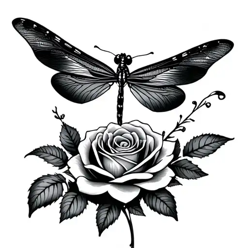 Rose Dragonfly And Butterfly Emerging
