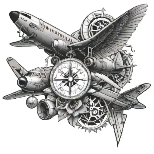 Aviation Tattoo With Medical And Science