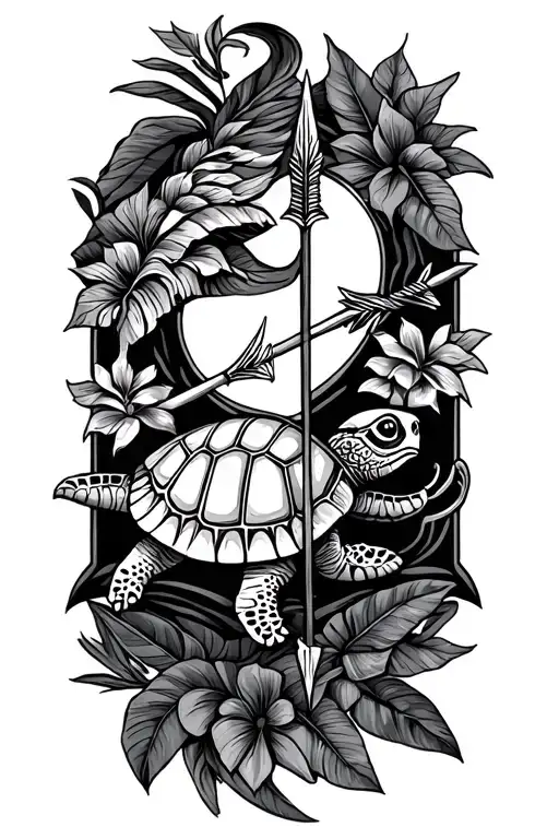 Ohana Paired With Sagittarius Arrow And Hawaiian Turtle
