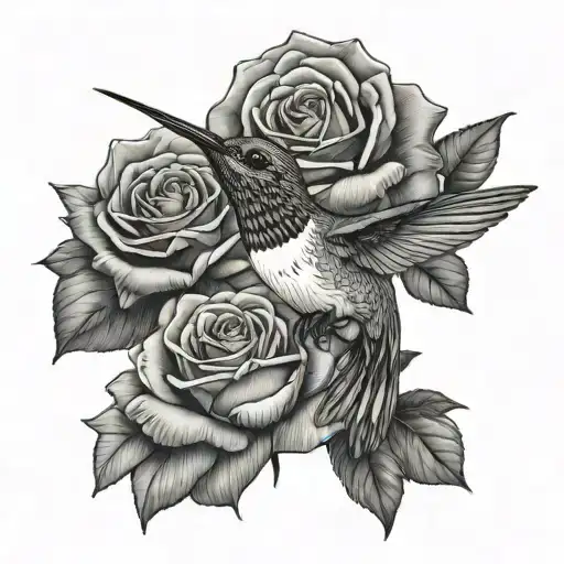 Humming Bird Perched On Rose Made