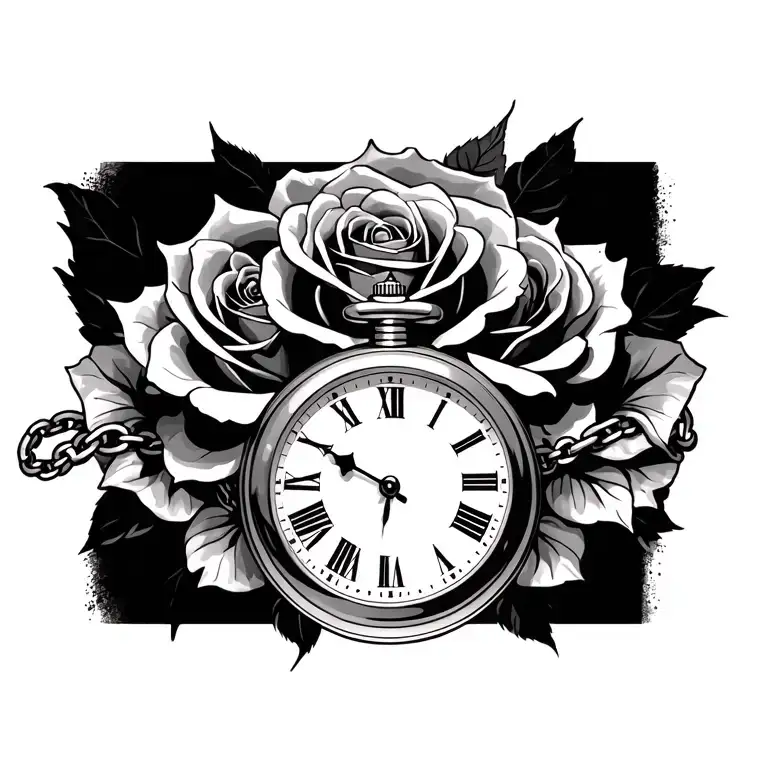 Pocket Watch And Chain Roses