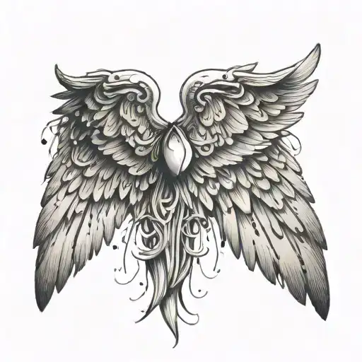 Rain Drop Rainbow Angel Wings