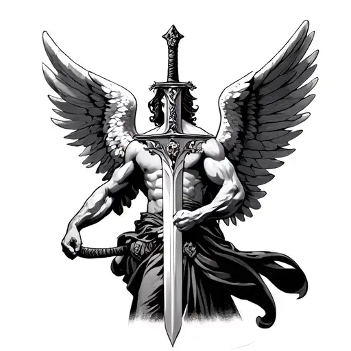 Michael Angel Holding A Sword