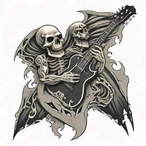Metallica With Skull And Guitar Merging